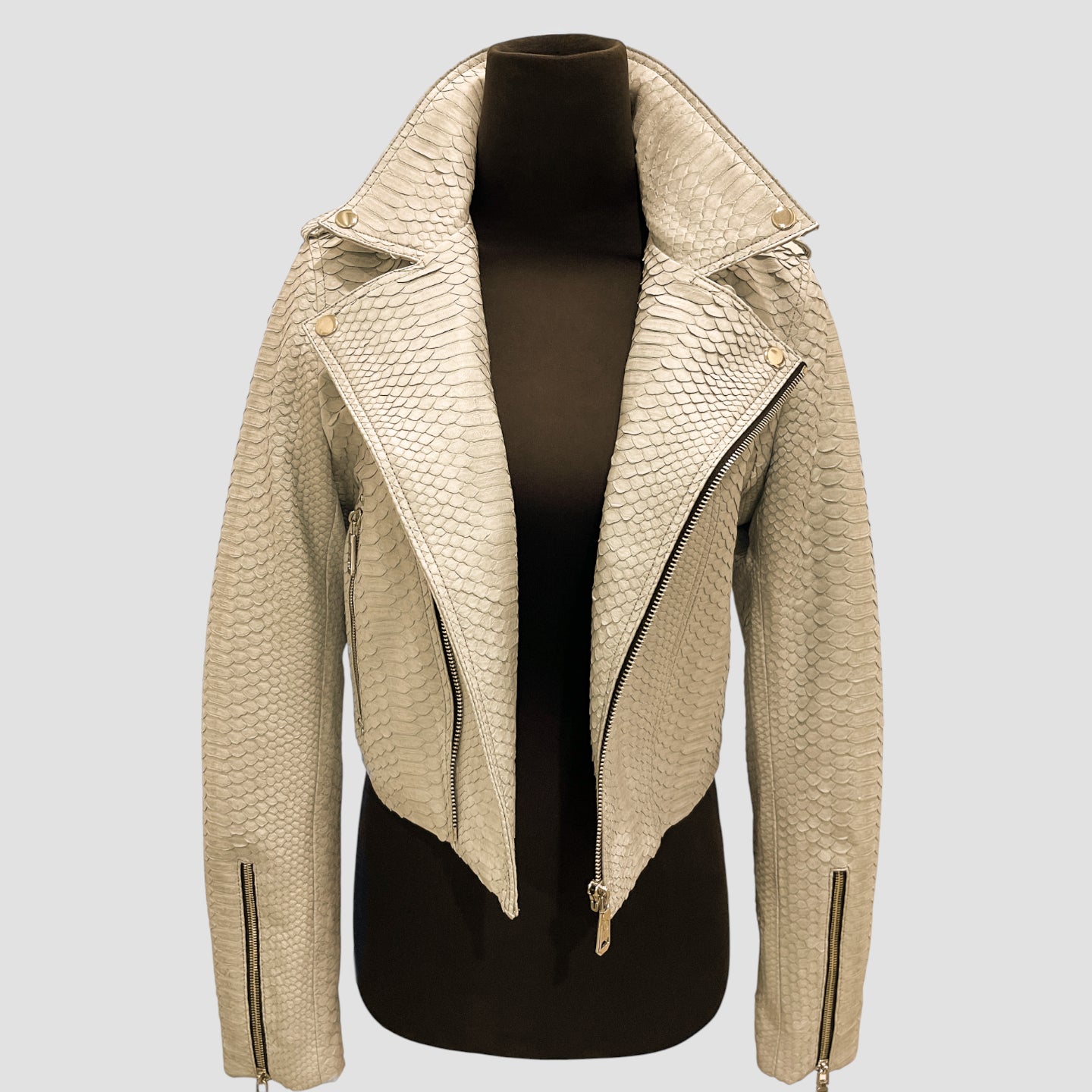 Python leather biker jacket