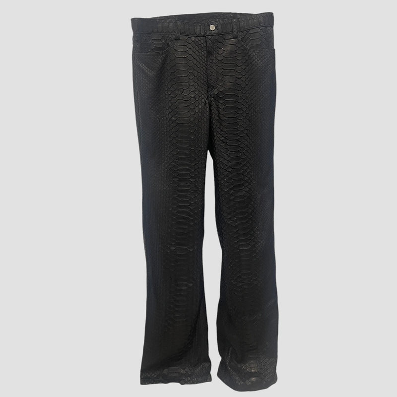 King python flared leather pants