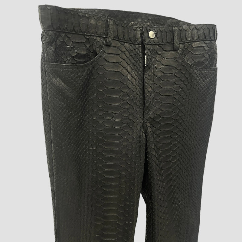 King python flared leather pants