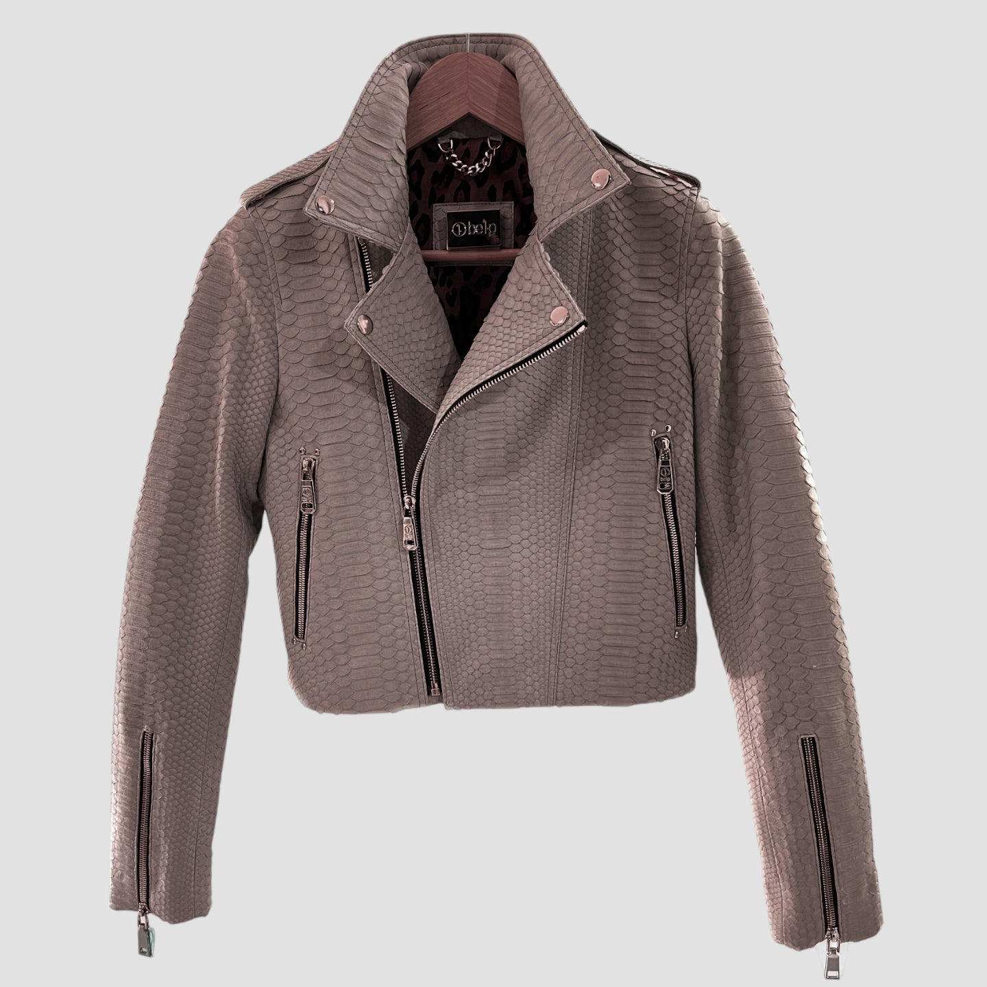 Python leather biker jacket