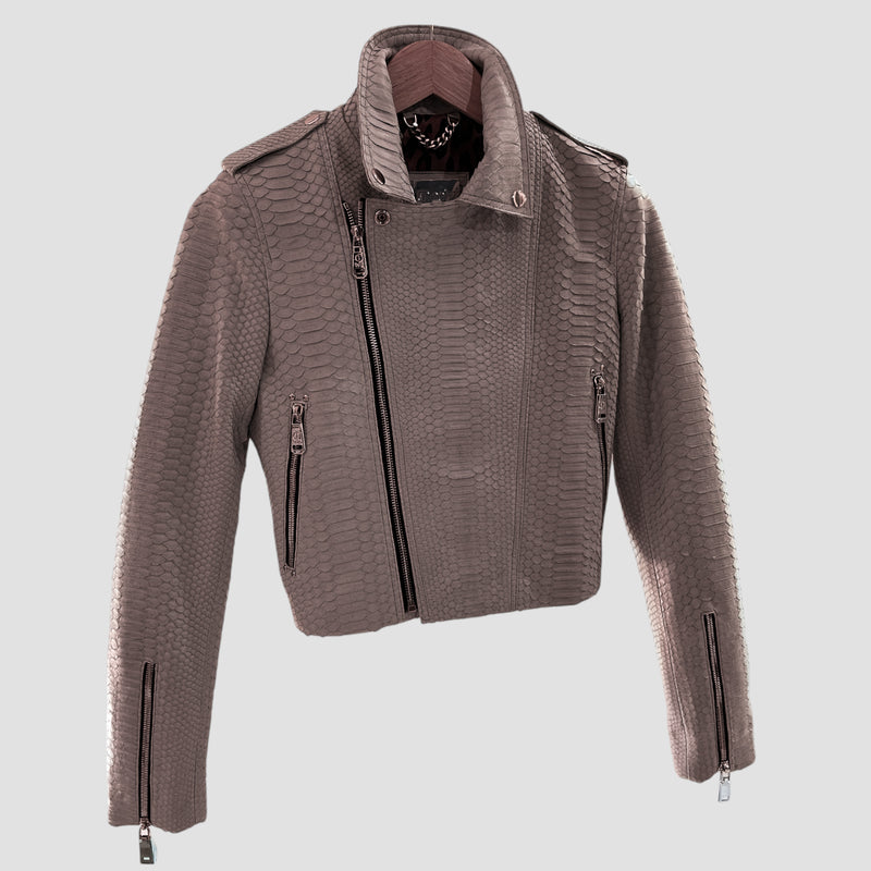 Python leather biker jacket