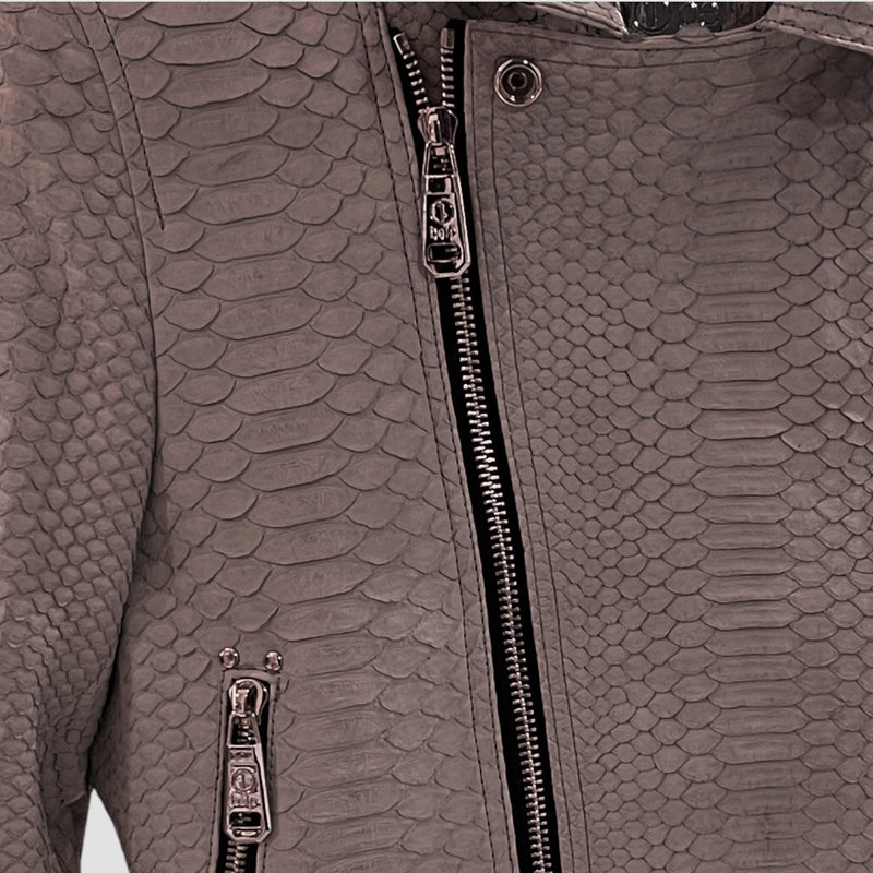 Python leather biker jacket