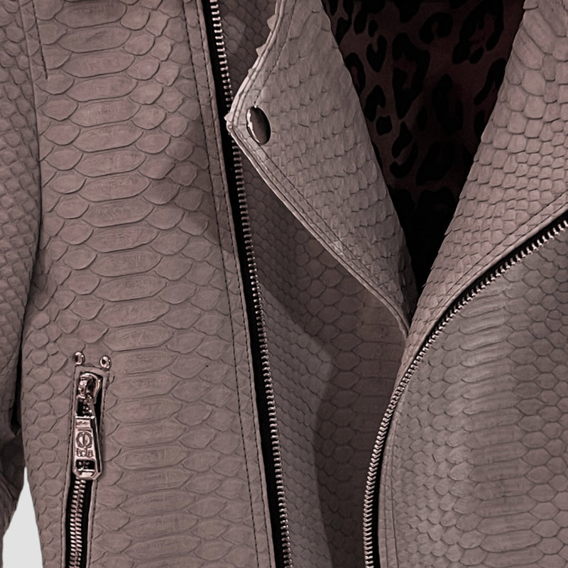 Python leather biker jacket