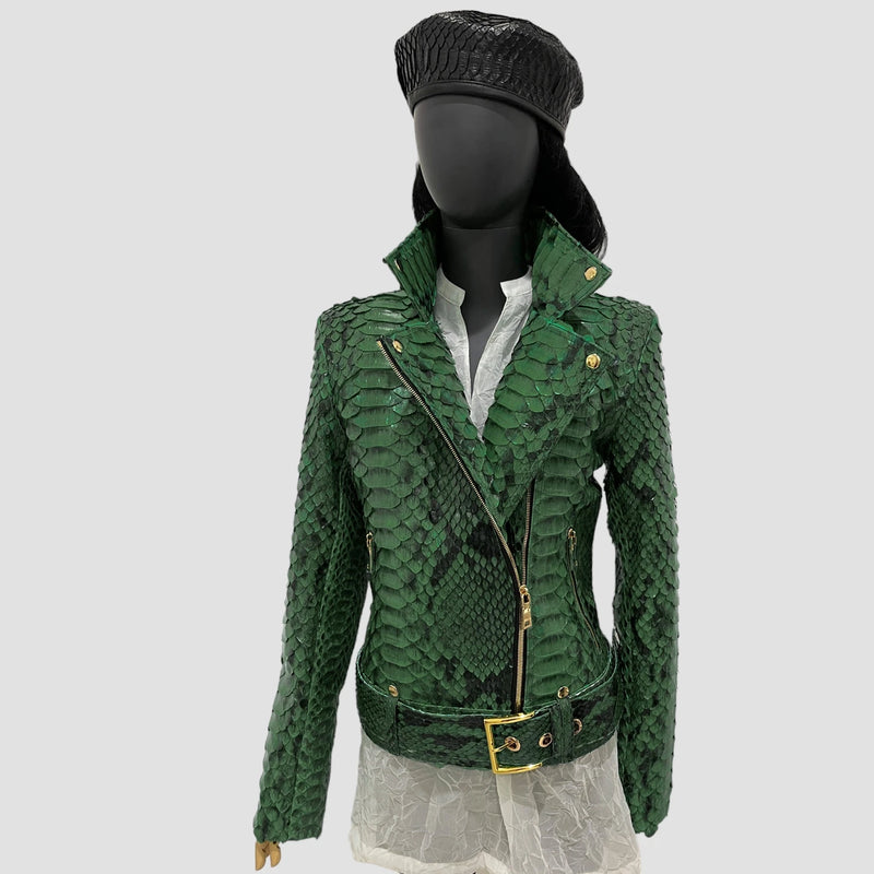 King python leather biker jacket