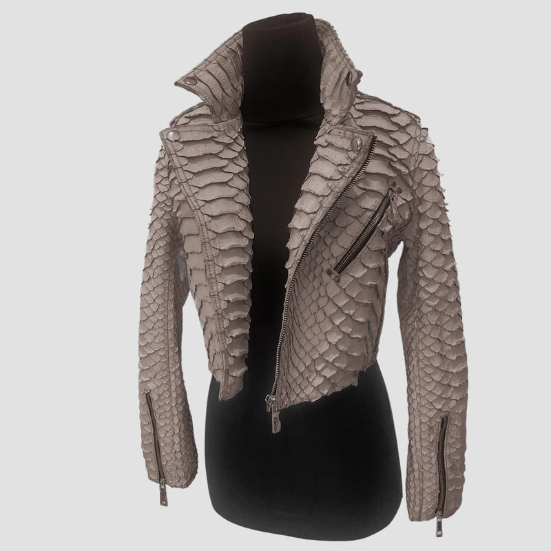 King python leather biker jacket