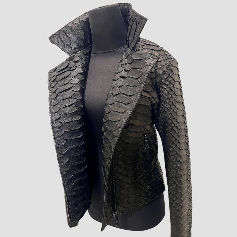 King python leather biker jacket