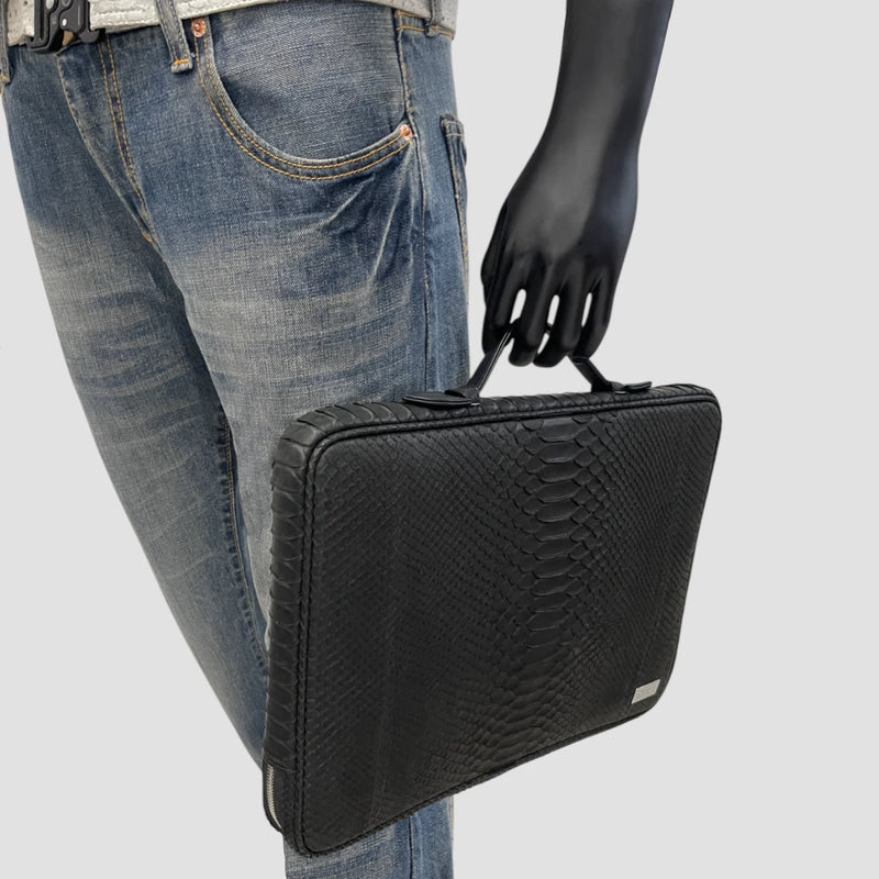 Python leather briefcase
