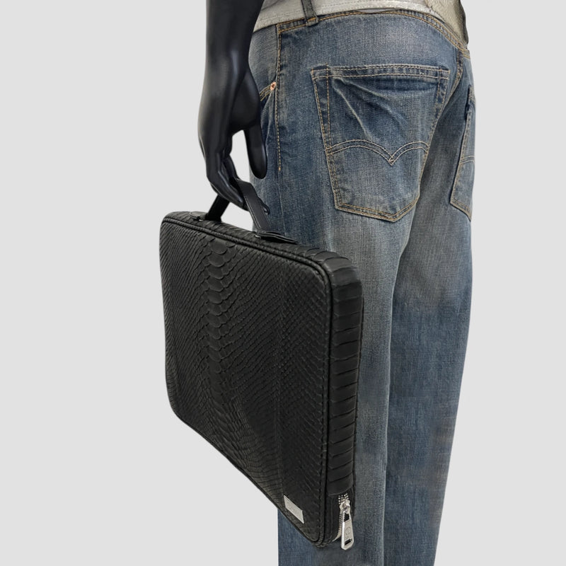 Python leather briefcase