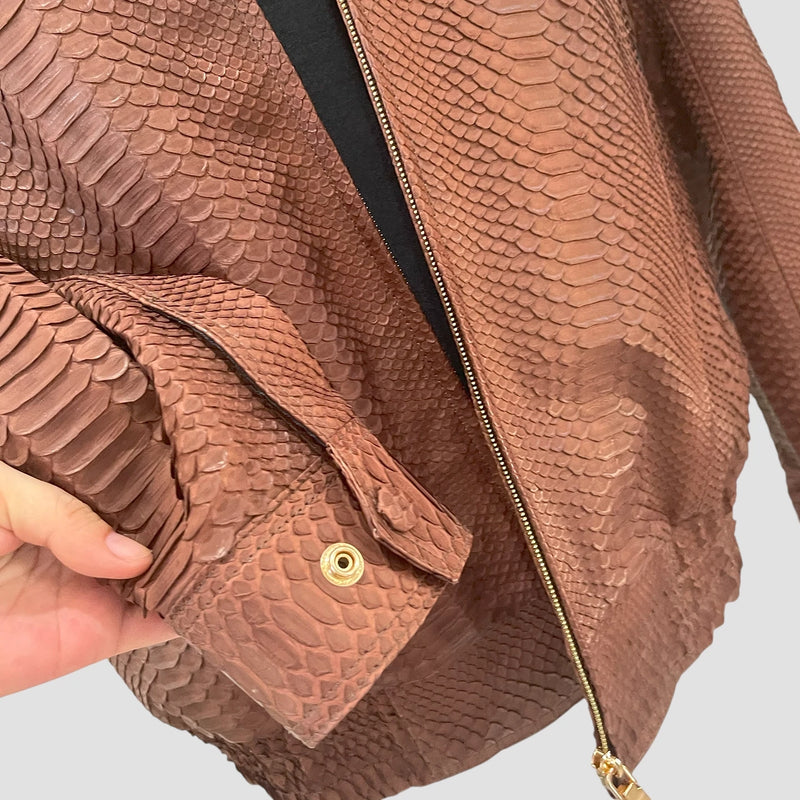 Python leather bomber jacket