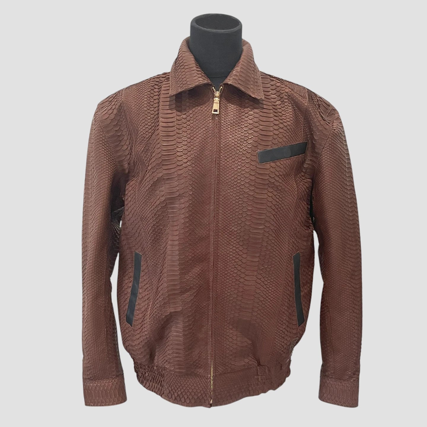 Python leather bomber jacket