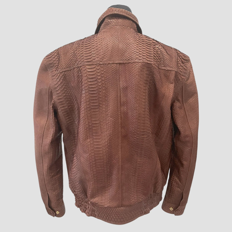 Python leather bomber jacket