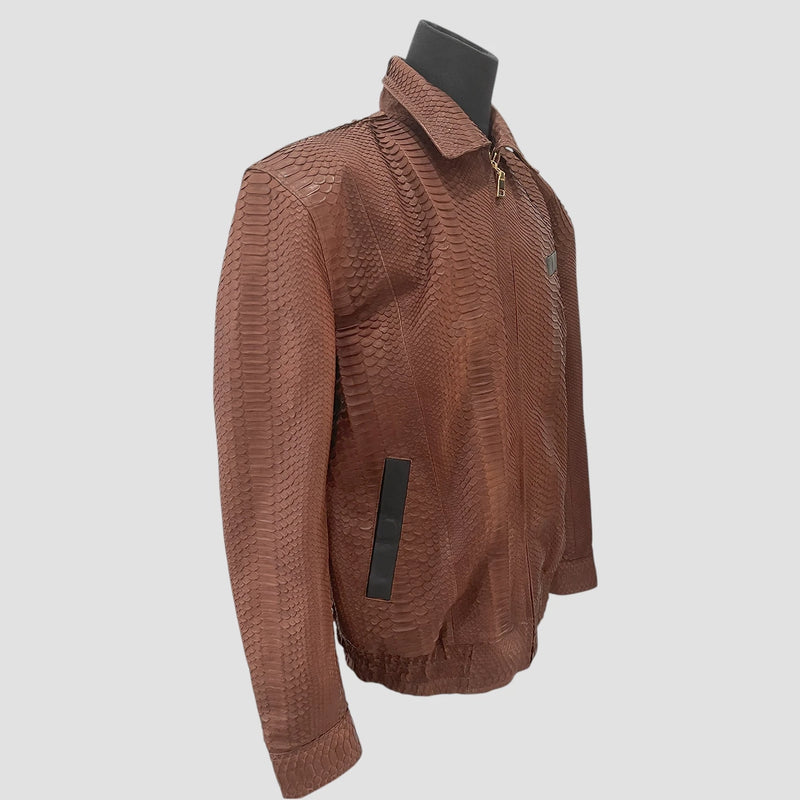 Python leather bomber jacket