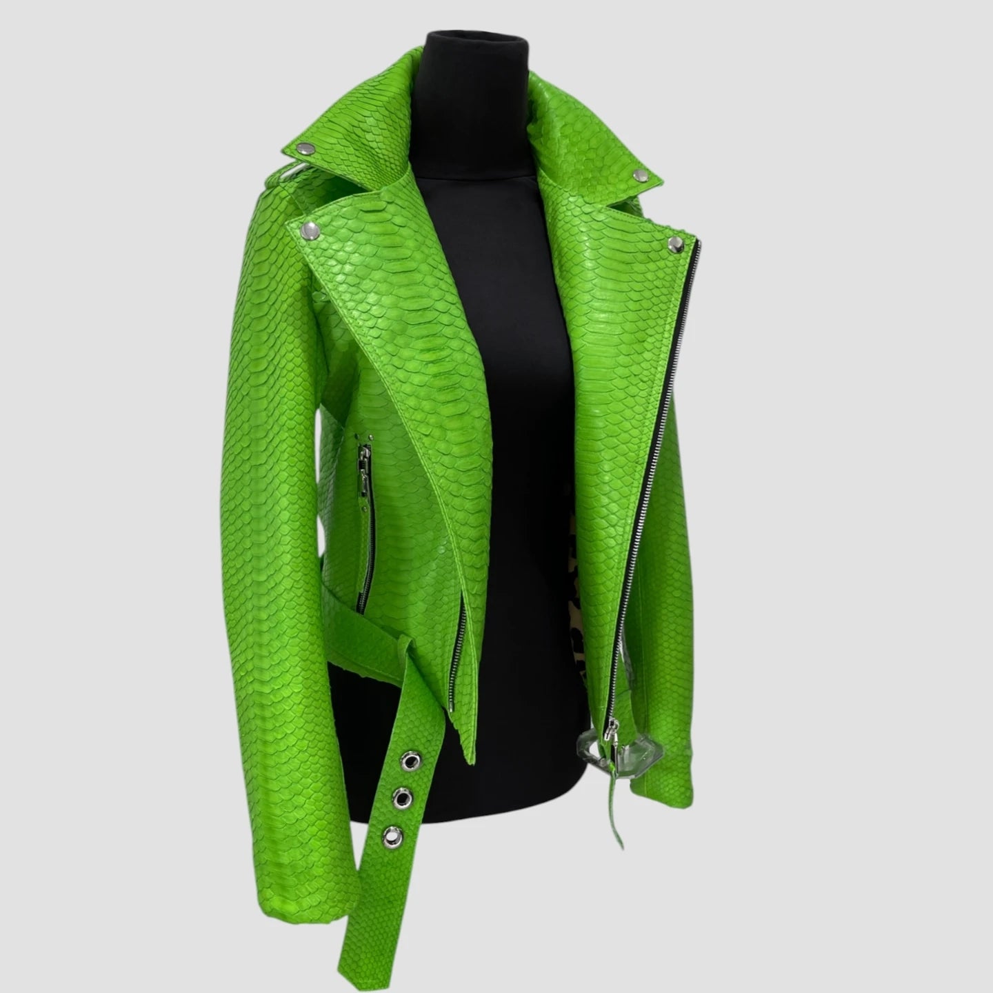 Python leather biker jacket