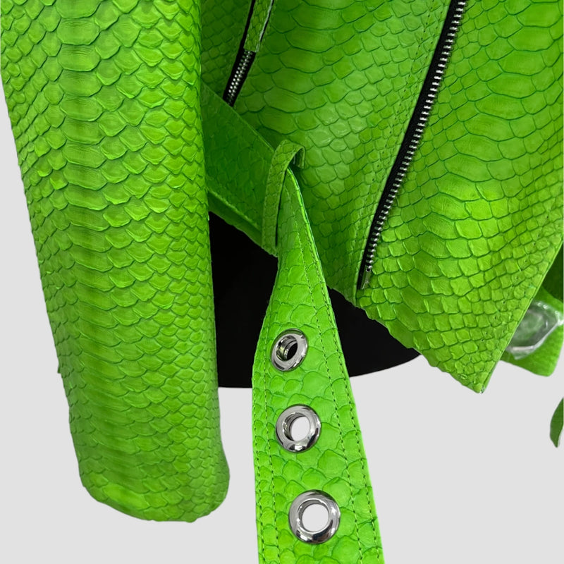 Python leather biker jacket