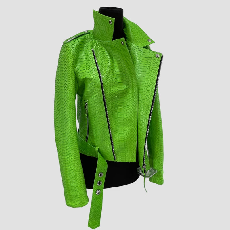 Python leather biker jacket