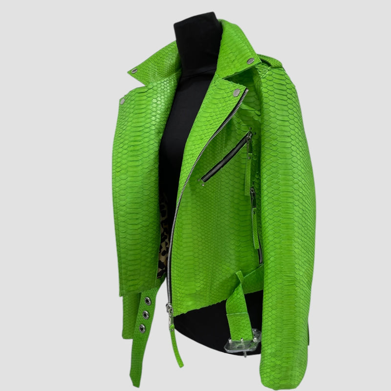 Python leather biker jacket