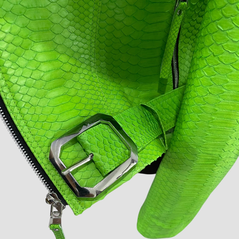 Python leather biker jacket