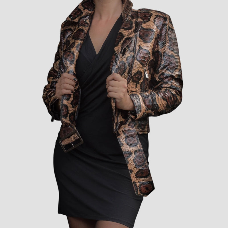 Python leather biker jacket