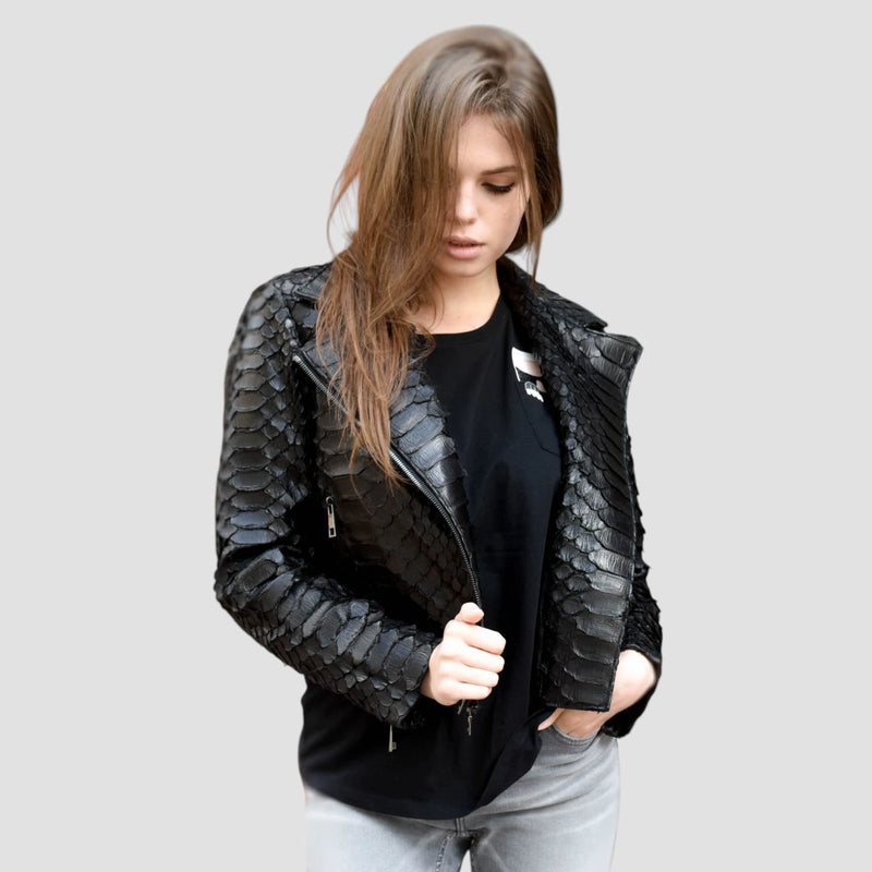 King python leather biker jacket