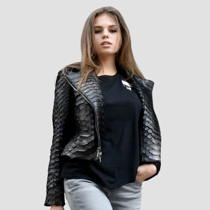 King python leather biker jacket