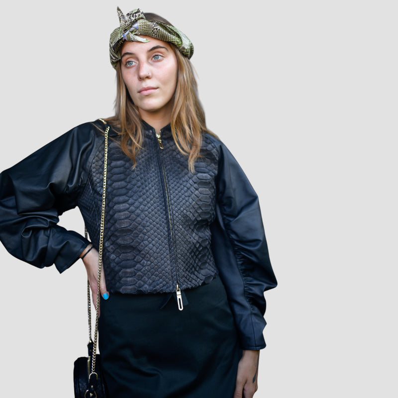 Python leather jacket