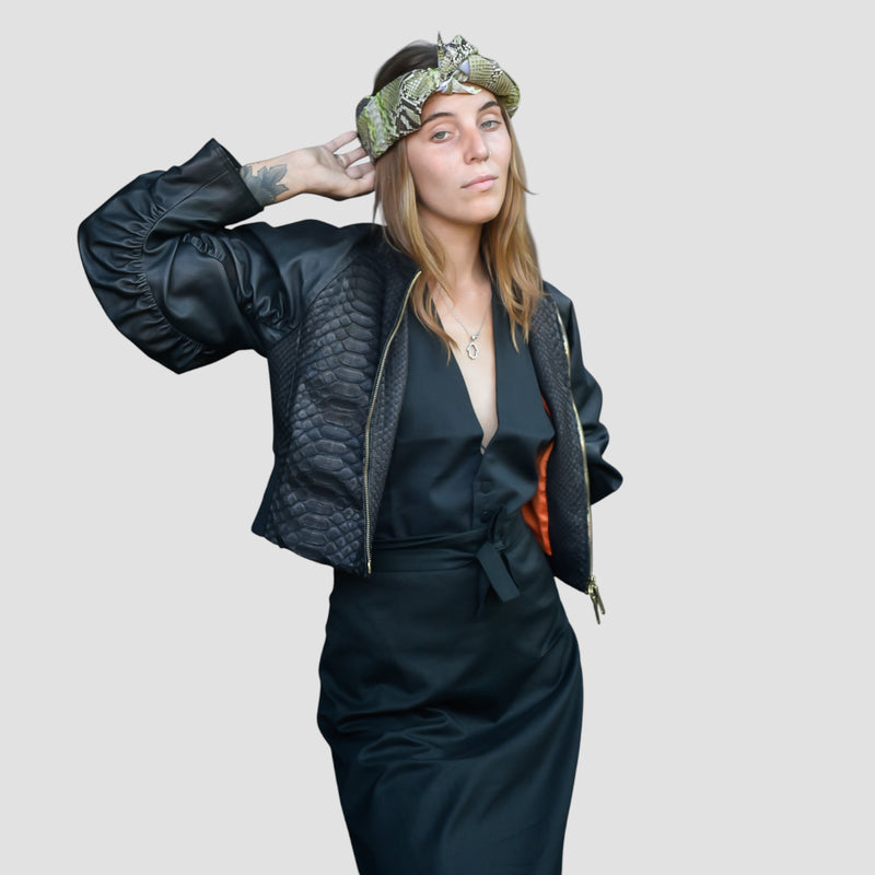 Python leather jacket