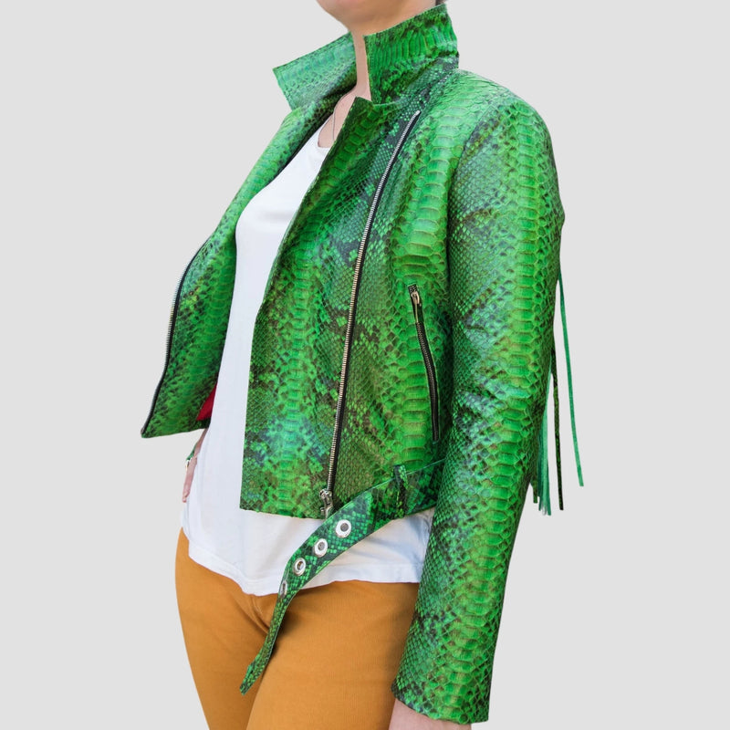 Python leather biker jacket