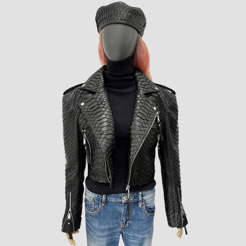 King python leather biker jacket