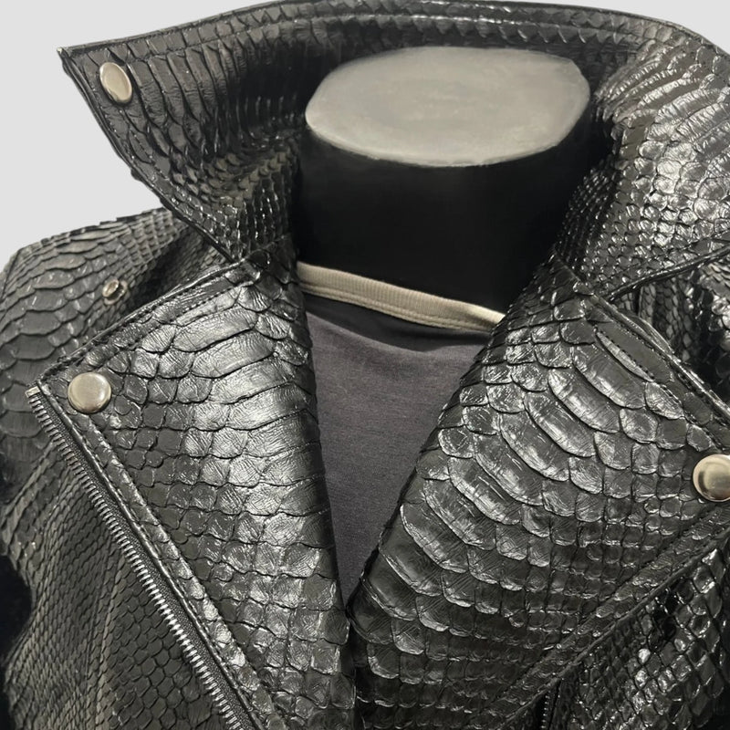 Python leather biker jacket