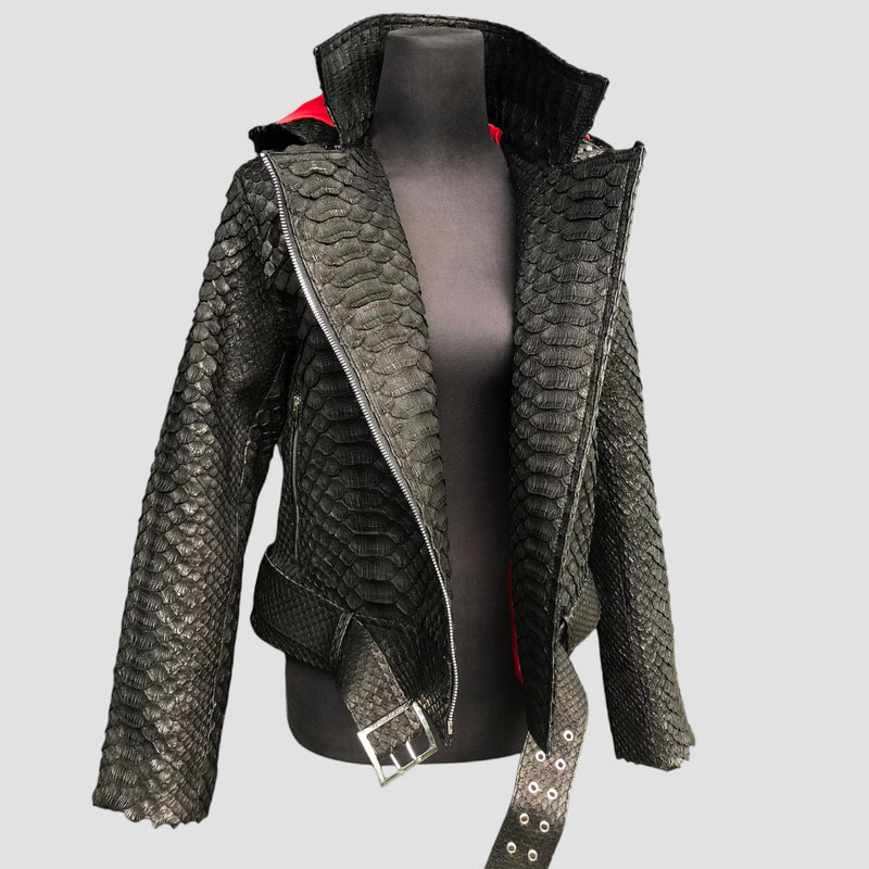 King python leather biker jacket