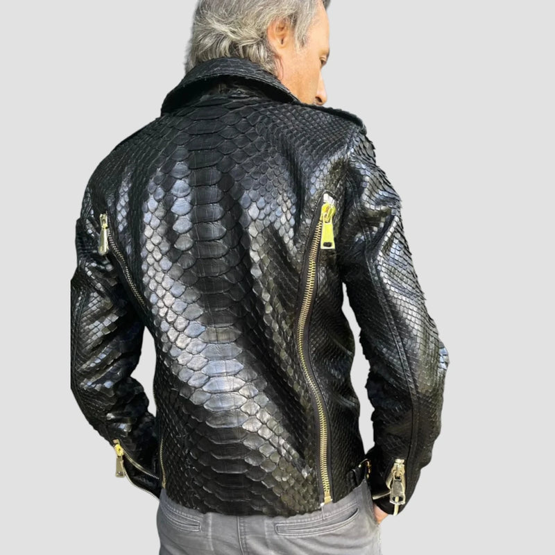 King python leather jacket back zippers