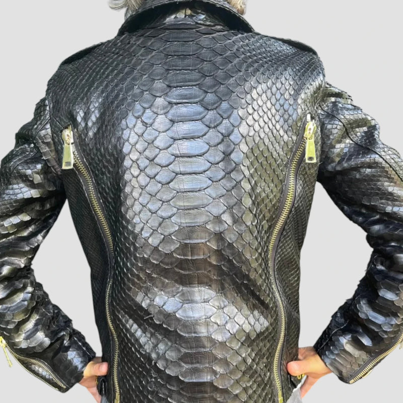 King python leather jacket back zippers