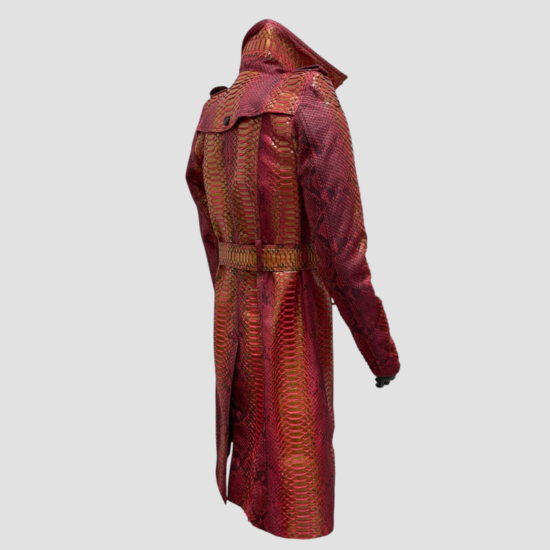 Python leather trench coat