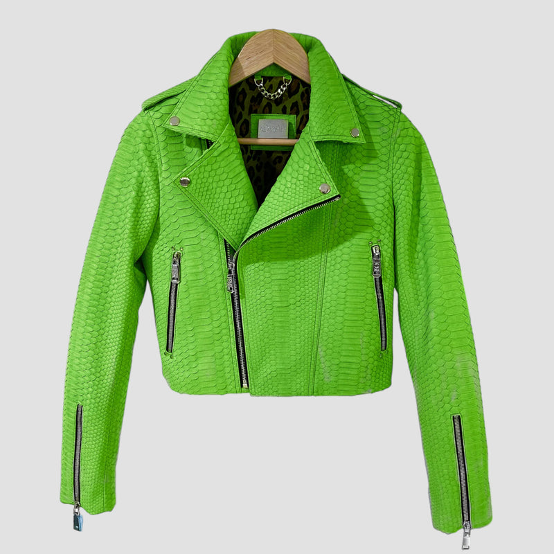 Python leather biker jacket