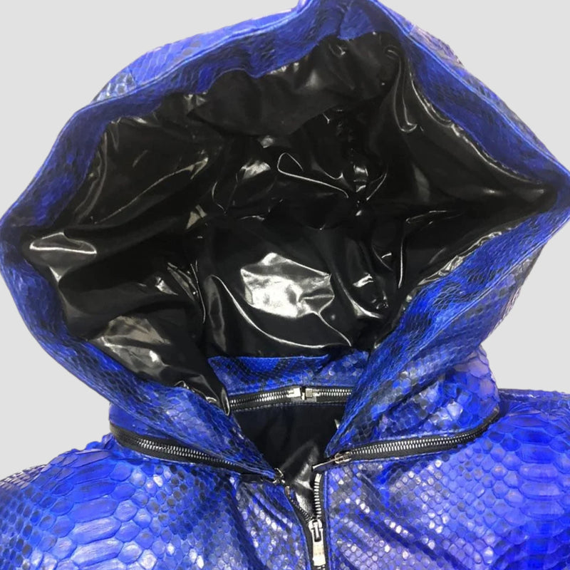 Duck down python leather jacket