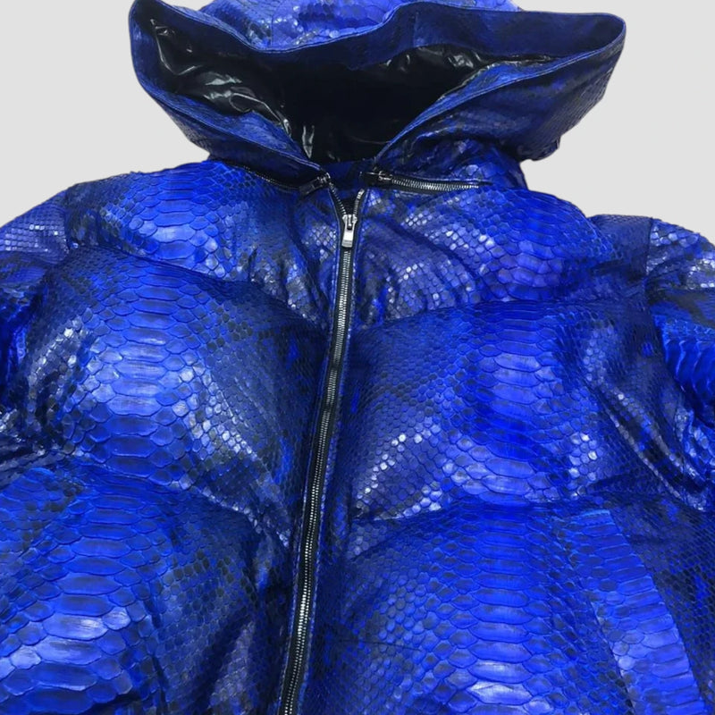 Duck down python leather jacket