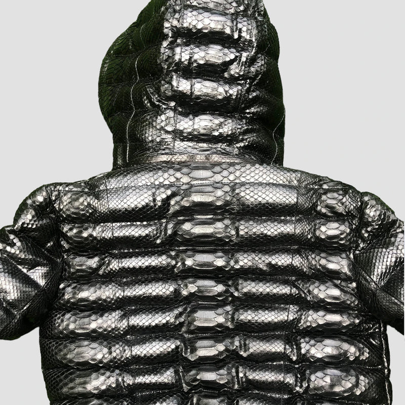 Duck down python leather jacket