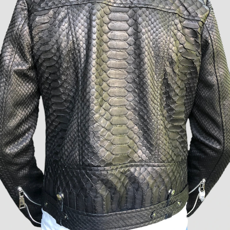 Dragon python leather biker jacket