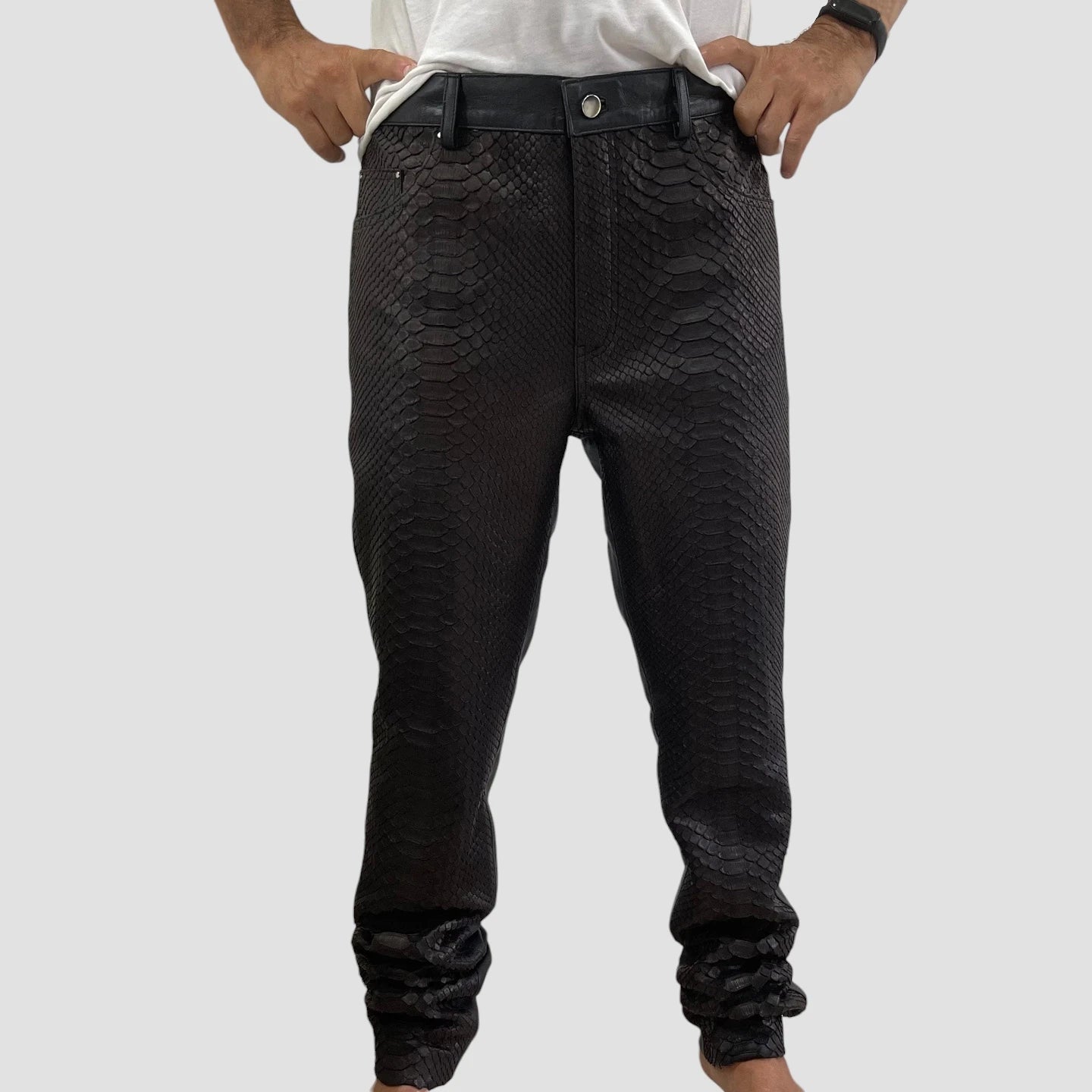 Python leather pants