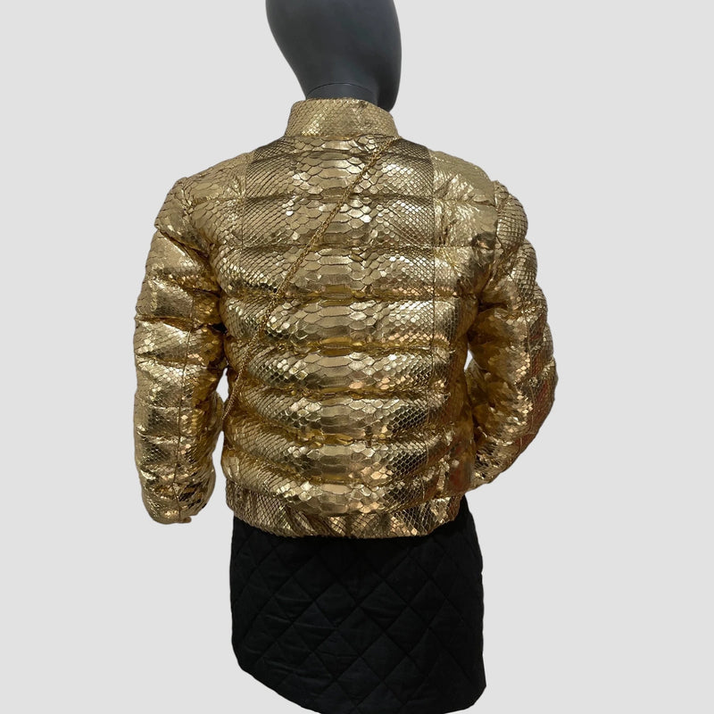 Duck down python leather jacket