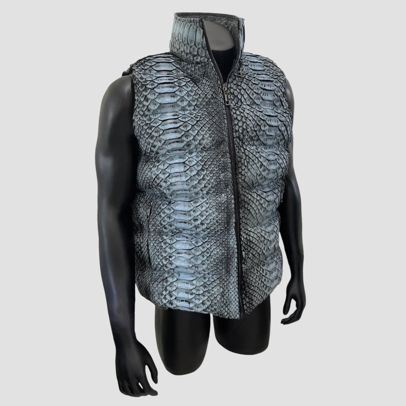 King python leather duck down vest