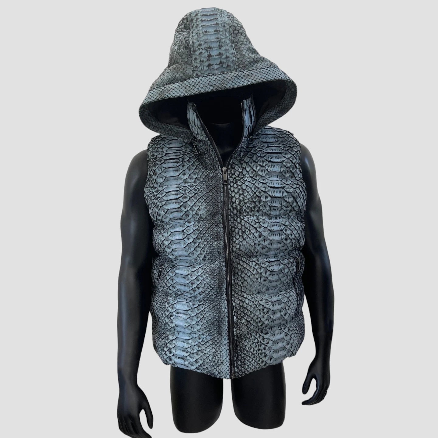 King python leather duck down vest
