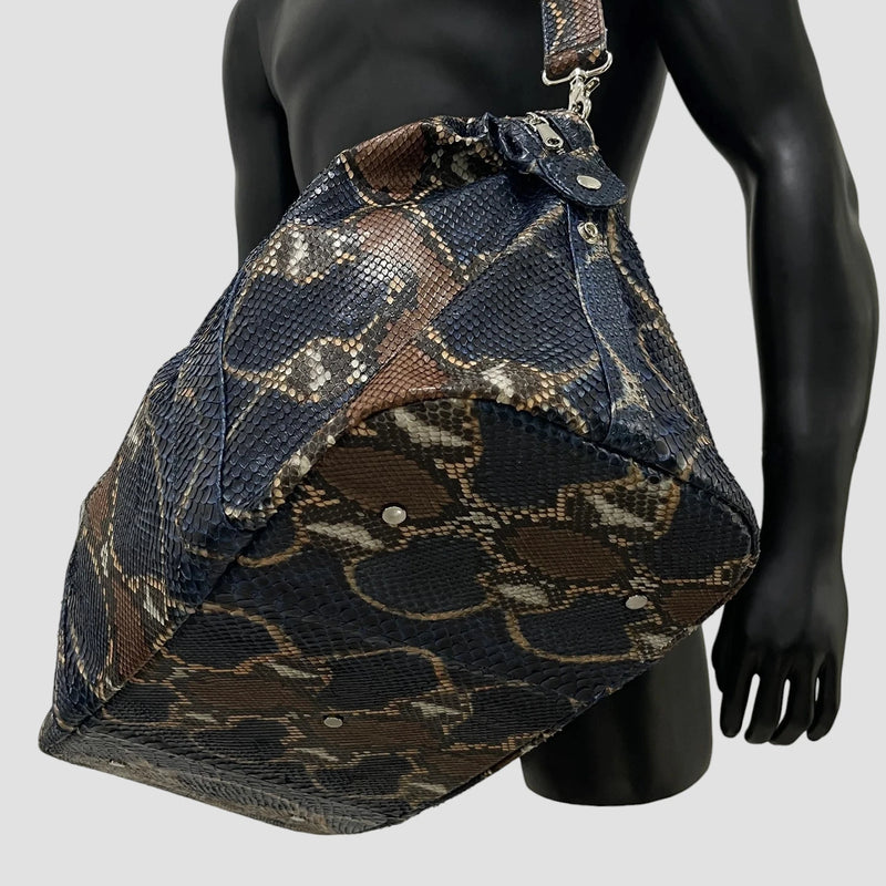 Python leather duffel bag