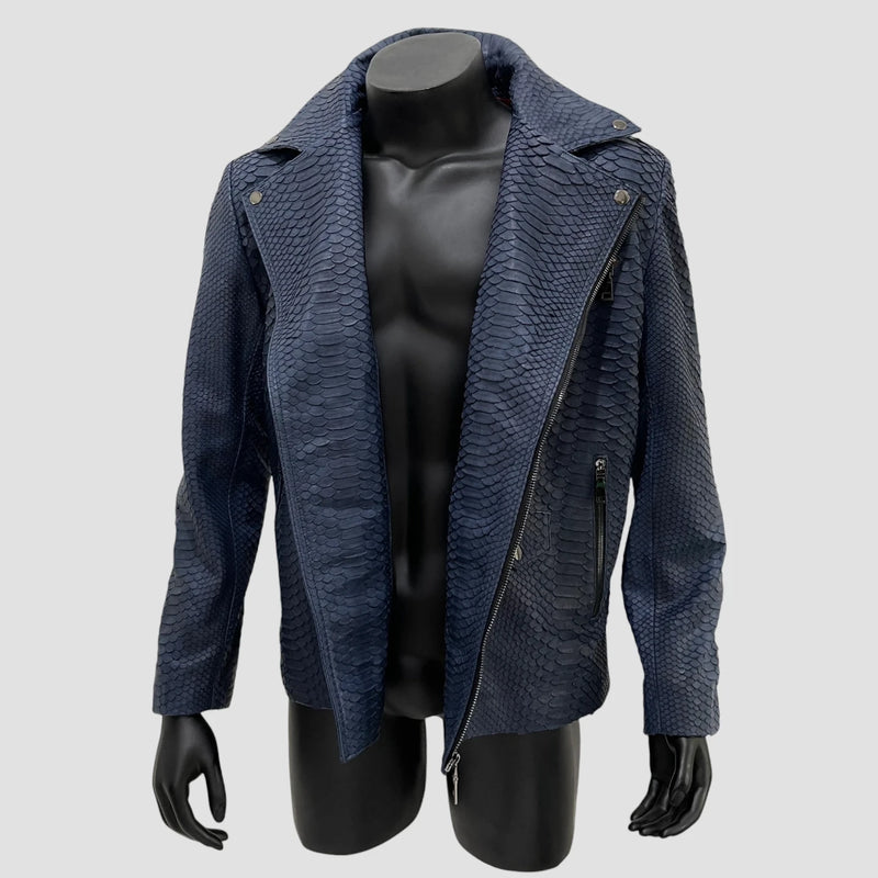 Python leather biker jacket