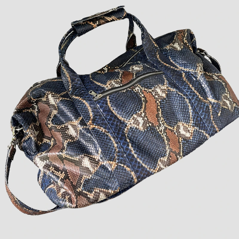 Python leather duffel bag