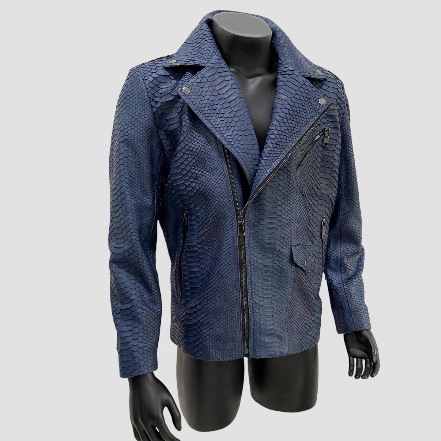 Python leather biker jacket