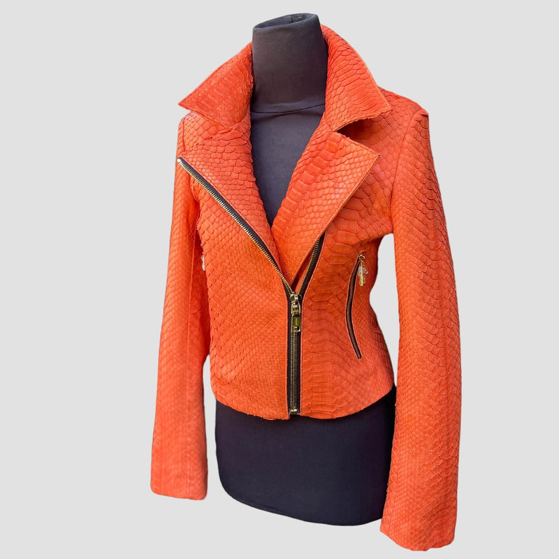 Python leather biker jacket