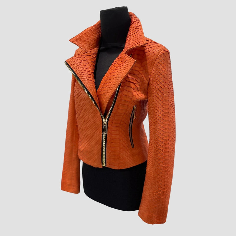 Python leather biker jacket
