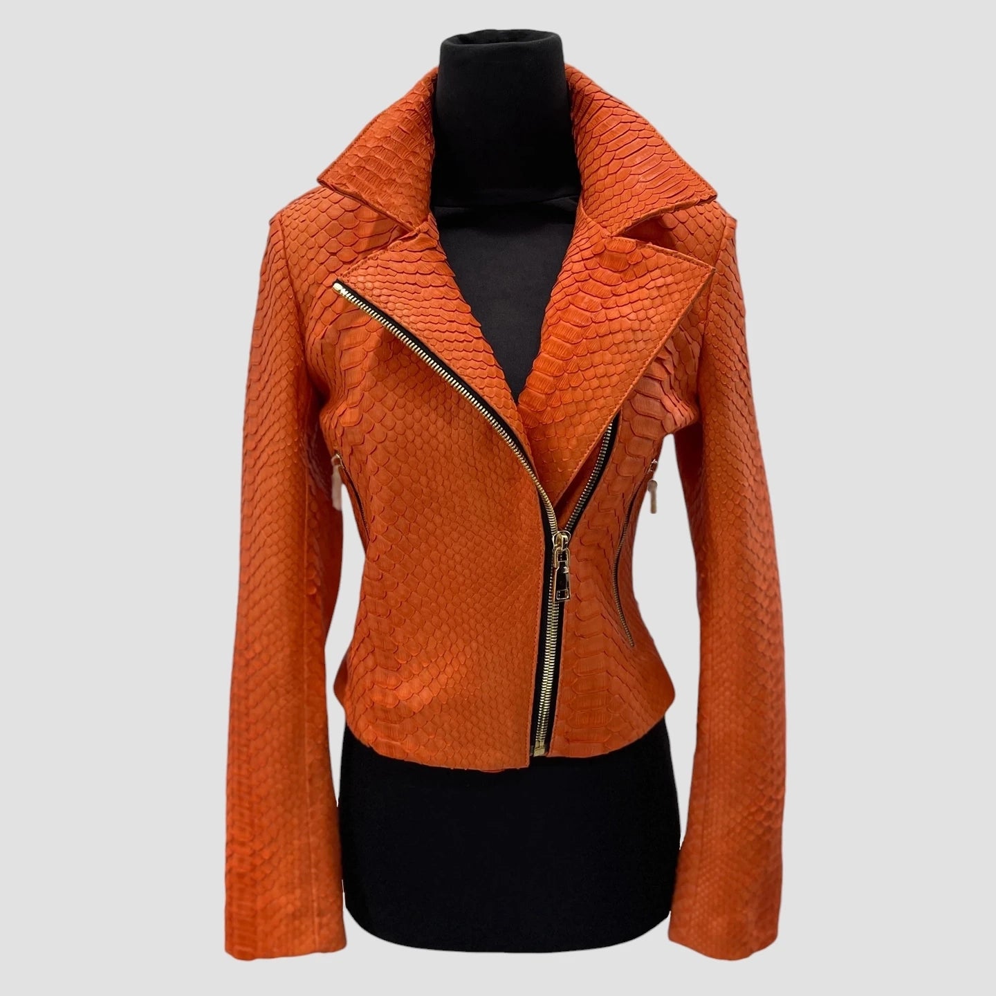 Python leather biker jacket