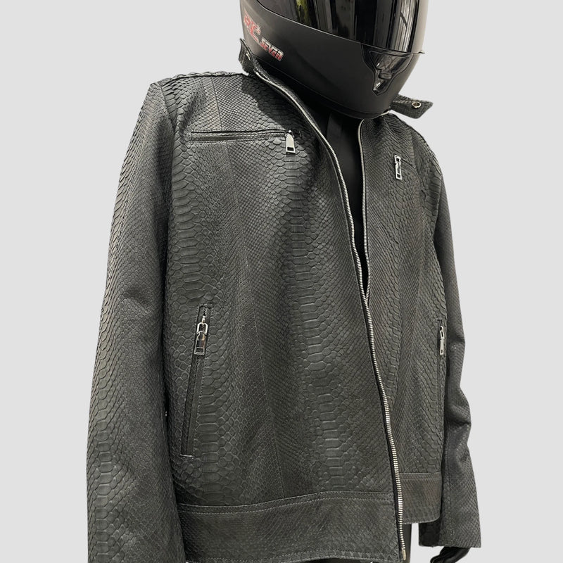 Python leather jacket